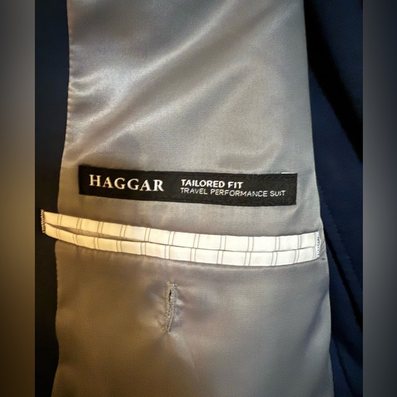 Worn twice. Men’s Haggard suit. Jacket is a 50R and the pants are 42x30. - Picture 2 of 4